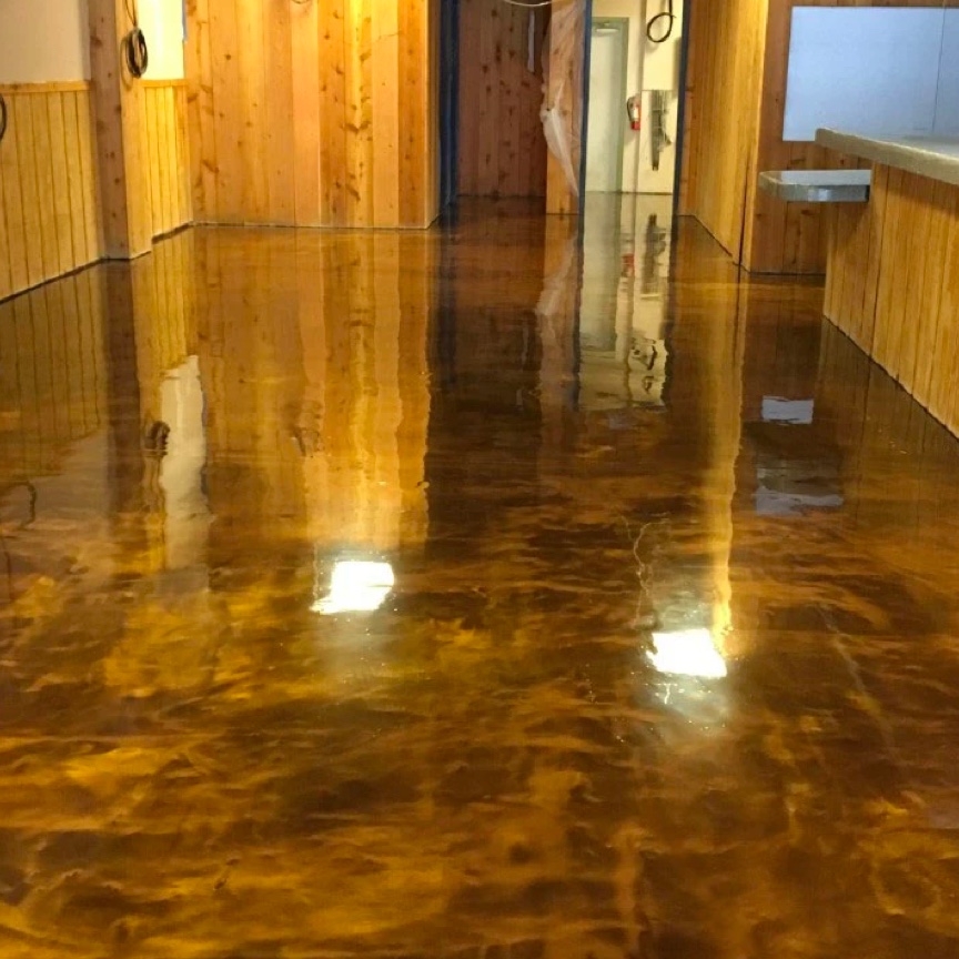 Metallic epoxy sale basement floor